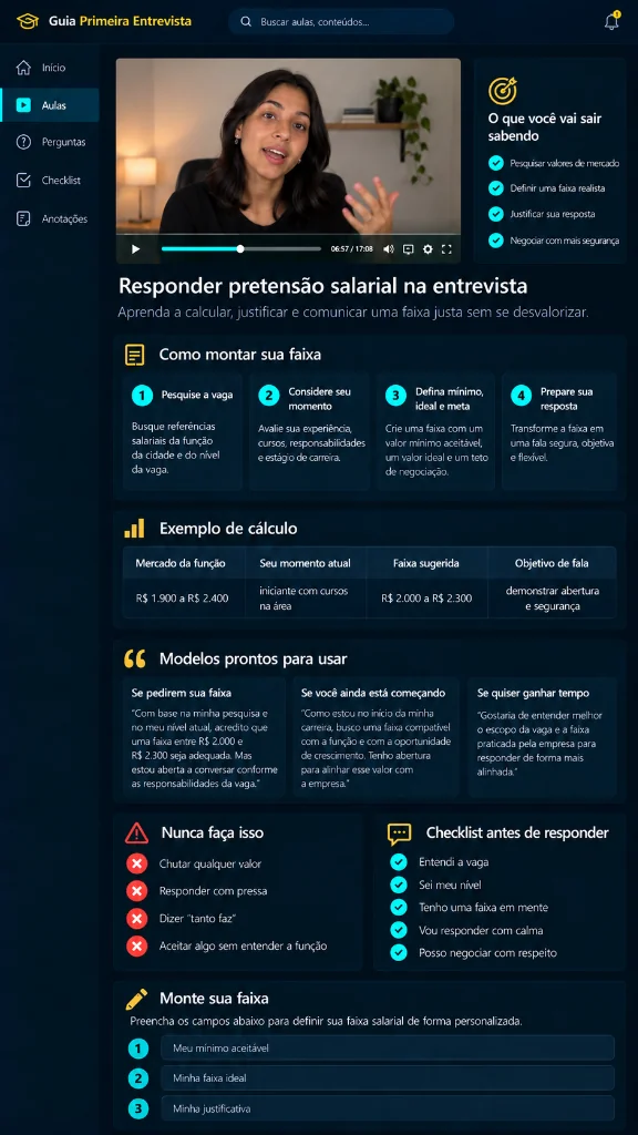 Prévia: Responder pretensão salarial na entrevista